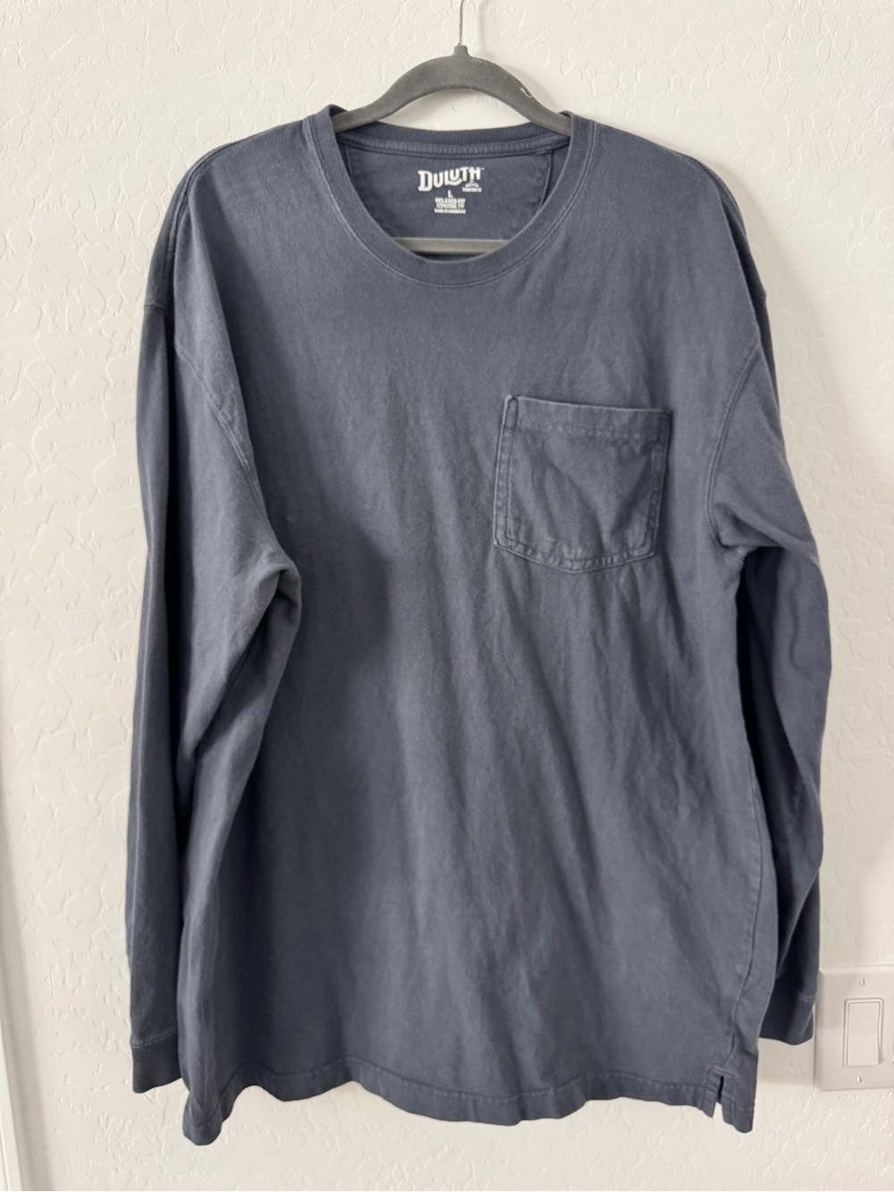 Duluth Trading Co T Shirt Men’s Large Blue Longtail Long Sleeve Relaxed Fit